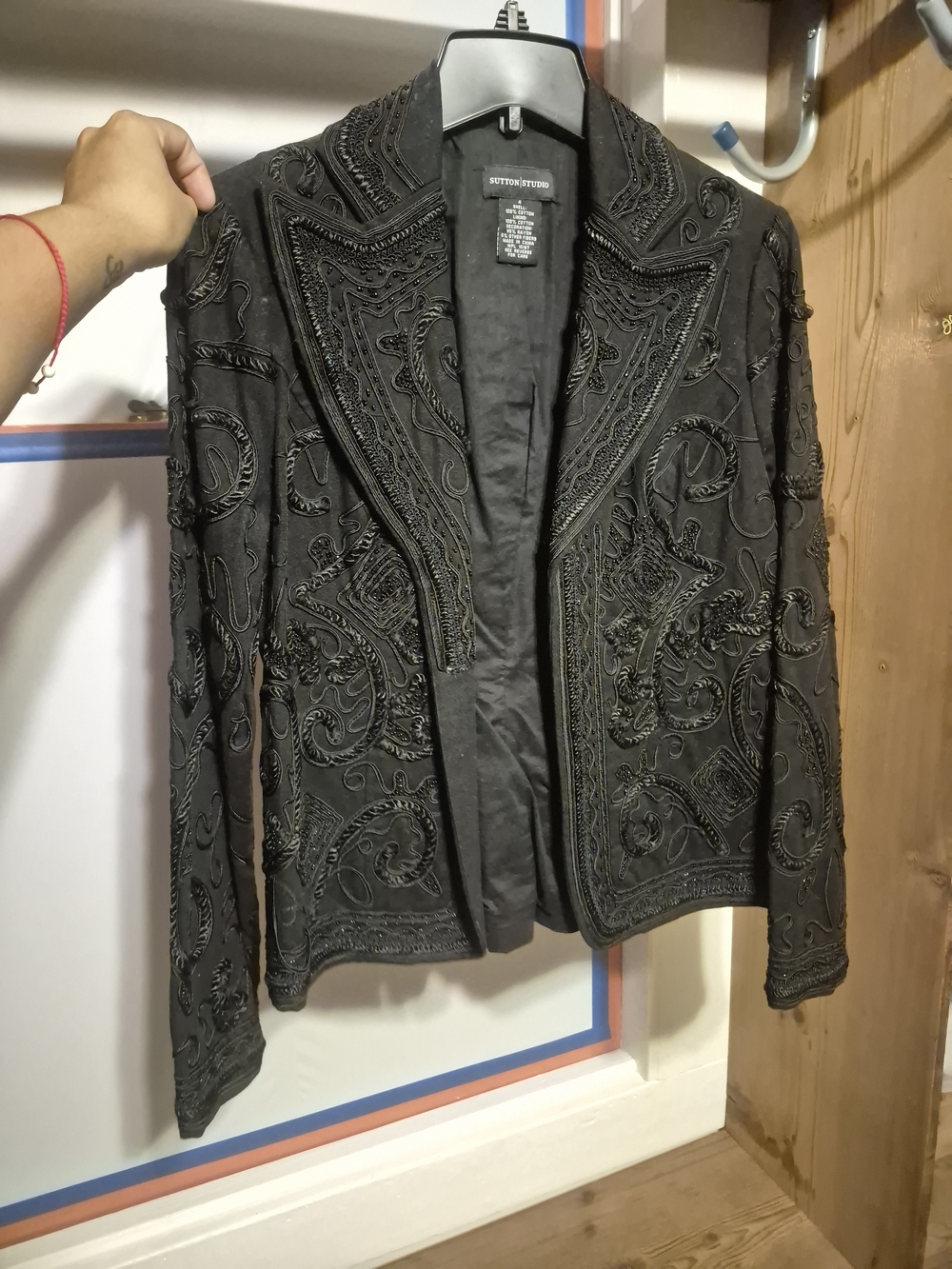Sutton Studio Black Beaded Embroidered Blazer